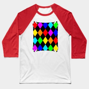Multicolor Harlequin Pattern - Diamond Pattern Baseball T-Shirt